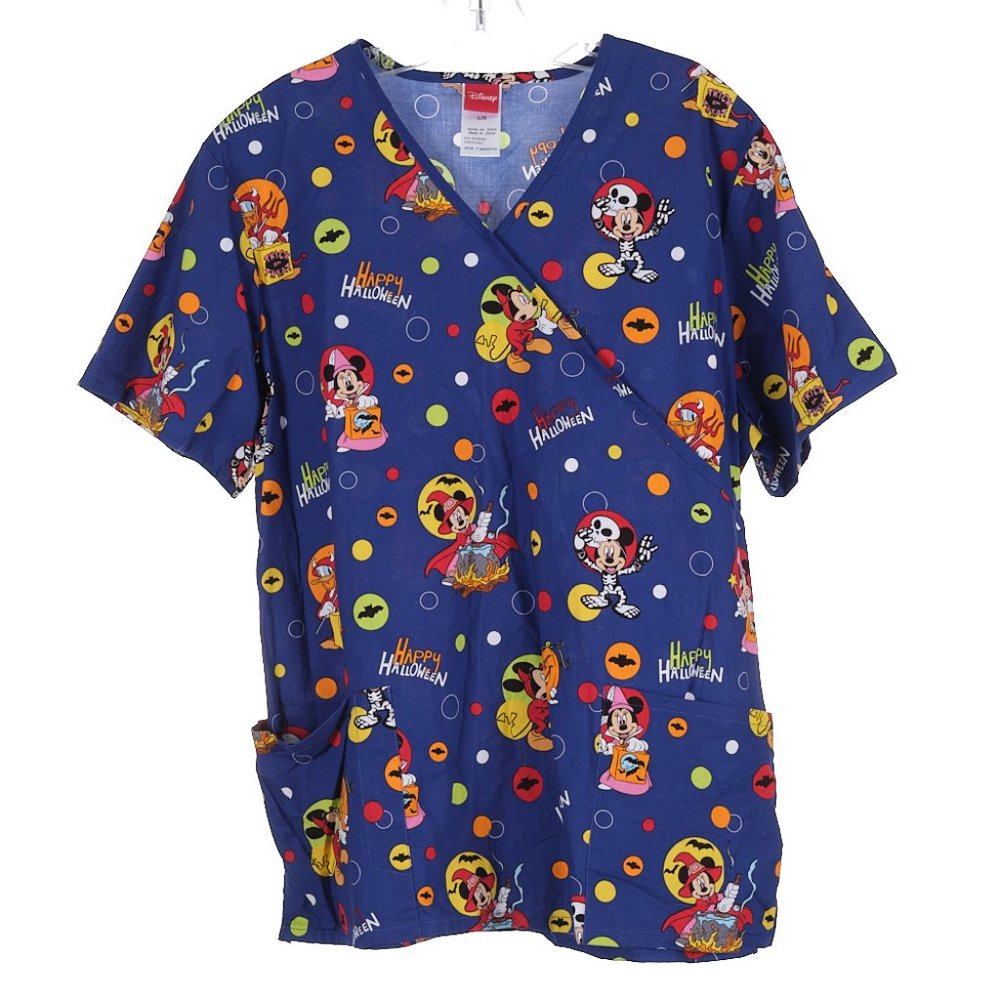 Disney Halloween Scrub Top Nurse Healthcare Women's Large